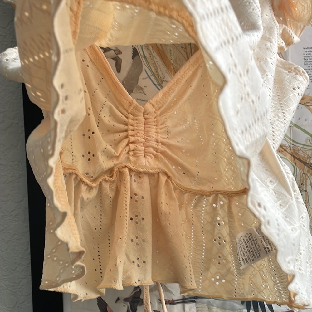 Cream Ruffle Sleeve Top - Picture 6 of 6